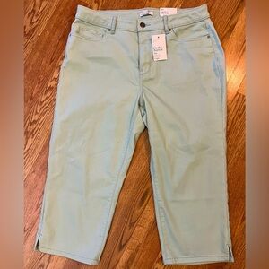Croft & Barrow Mint Green Mid Rise Capris Straight Leg Hits Midcalf Size 16
